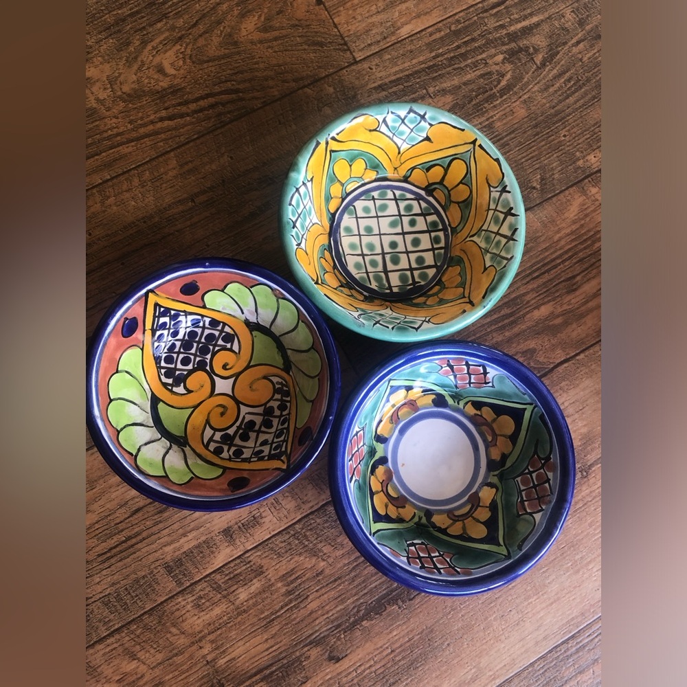 Vintage Mexican Talavera Pottery Bowls Ruth Mex Hand Painted Soup Salad Bowl X3